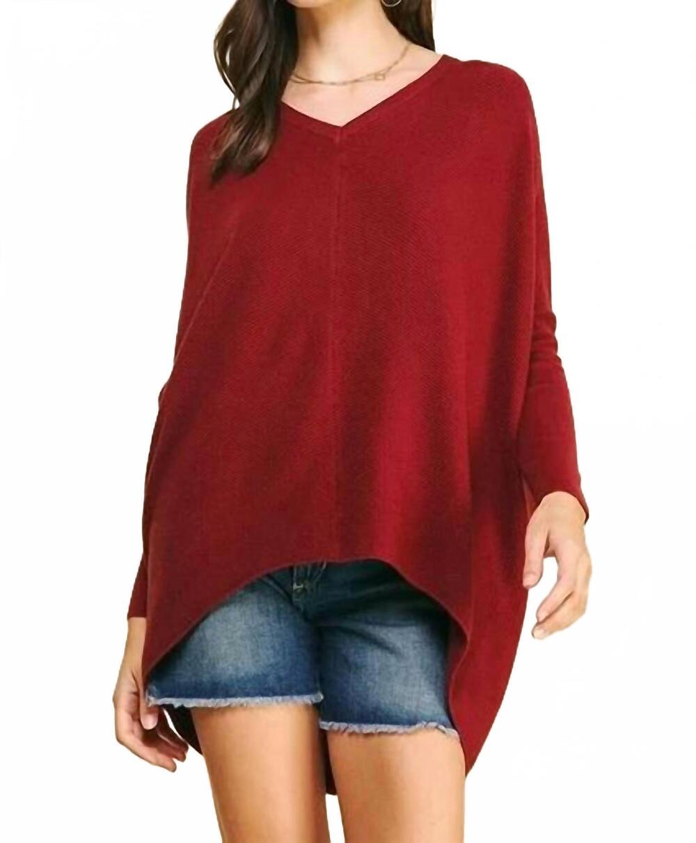 NEW PINCH v-neck dolman sleeves sweater in wine